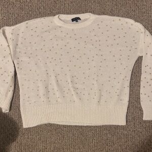 1. State White Sweater with Gold Dots